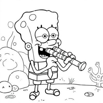 Kolorowanka: SpongeBob – Squidward gra na klarnecie