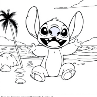 Kolorowanka Stitch na plaży