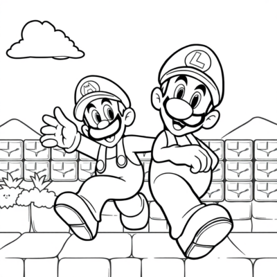 Kolorowanka: Super Mario – Luigi przechodzi trudny poziom