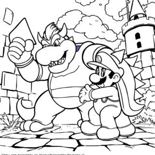 Kolorowanka: Super Mario – Walka z Bowserem na zamku