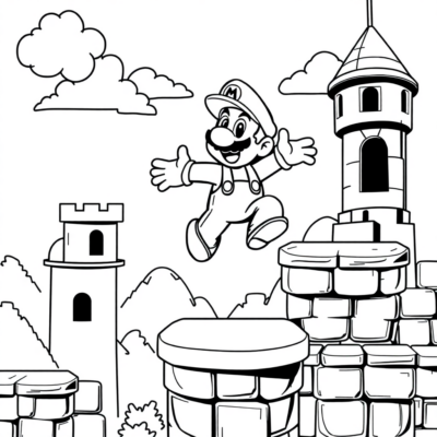 Kolorowanka: Super Mario – Wskakiwanie na platformy w zamku