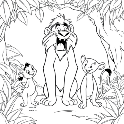 Kolorowanka: Timon i Pumbaa w dżungli