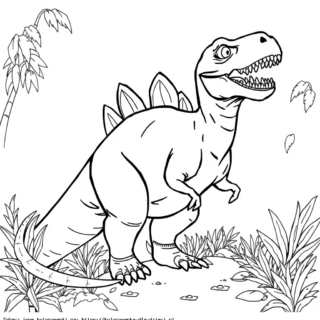 Kolorowanka Dinozaur Z Kolcami wśród roślinności