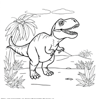 Kolorowanka Tyranozaur z otwartą paszczą