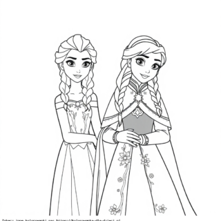 Kolorowanka Elsa I Anna w sukniach balowych