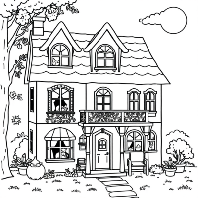 Gabby’s Dollhouse Coloring Pages Koci Domek Gabi Kolorowanka
