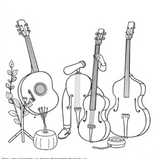 Kolorowanka Instrumenty Muzyczne gitara i wiolonczela