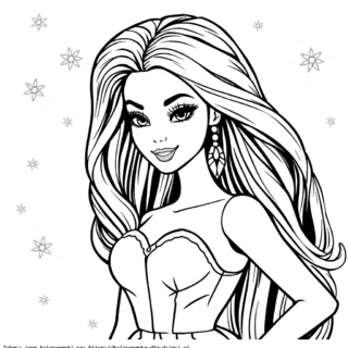 Kolorowanka Barbie z gwiazdkami