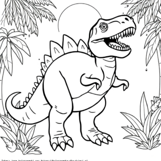 Kolorowanka Dinozaur na tle słońca