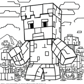 Kolorowanka Steve Z Minecraft w plenerze