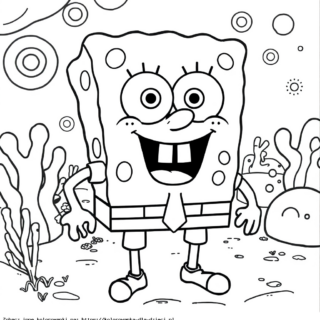 Kolorowanka Spongebob Kanciastoporty na dnie oceanu