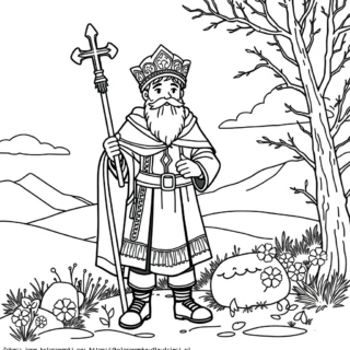 Kolorowanka Święty Mikołaj z pastorałem