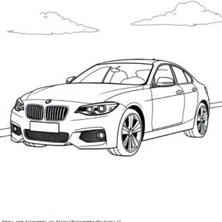 Kolorowanka Samochód Bmw na drodze