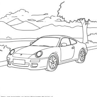 Kolorowanka Samochód Porsche na poboczu