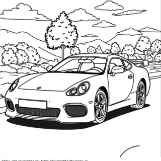 Kolorowanka Samochód Porsche w plenerze