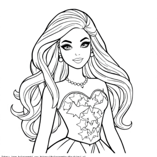 Kolorowanka Barbie W Sukni portret