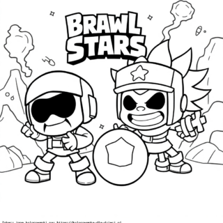 Kolorowanka Postacie Brawl Stars gotowe do walki