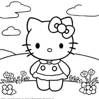 Kolorowanka Hello Kitty w plenerze