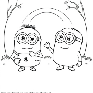 Kolorowanka Minionki na polanie