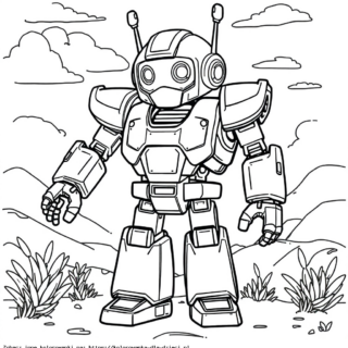 Kolorowanka Robot na łące