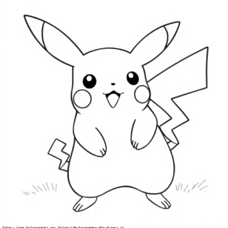 Kolorowanka Pikachu stojący uśmiechnięty
