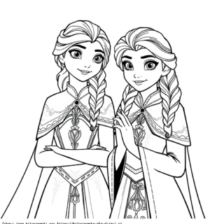 Kolorowanka Elsa I Anna razem