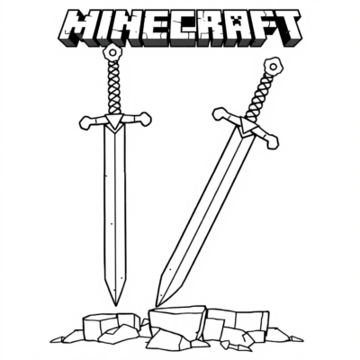 Kolorowanki Minecraft Miecze
