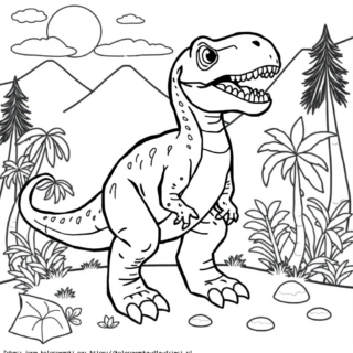Kolorowanka Tyranozaur w dżungli