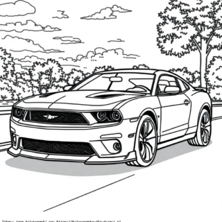 Kolorowanka Ford Mustang na szosie