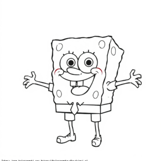 Kolorowanka Spongebob z rozłożonymi rękami