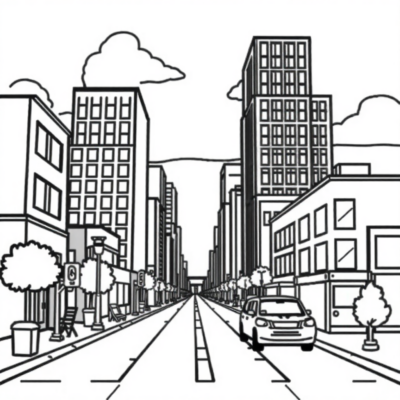 Kolorowanka: miasto kolorowanka dla dzieci