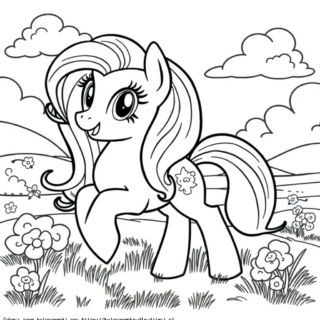 Kolorowanka My Little Pony na łące