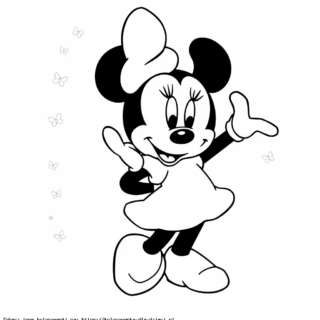 Kolorowanka Myszka Minnie z motylakami