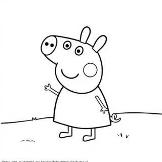 Kolorowanka Świnka Peppa macha rączką