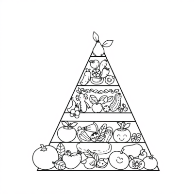Kolorowanka: piramida żywieniowa dla dzieci 2019 kolorowanka