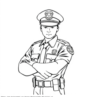 Kolorowanka Policjant ze skrzyżowanymi rękami