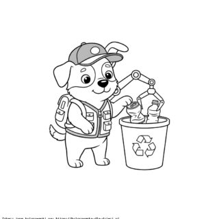 Kolorowanka Rocky zbiera recykling