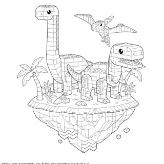 Kolorowanka: Lego Worlds – Dinozaury na kolorowej wyspie