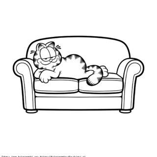 Kolorowanka Garfield na kanapie