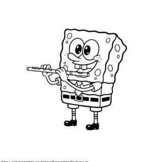Kolorowanka Spongebob gra na flecie