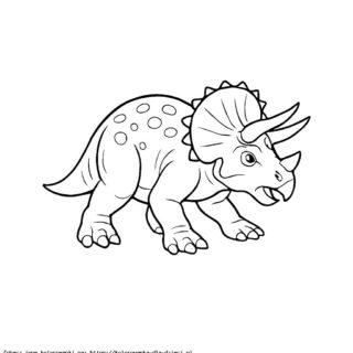 Kolorowanka Triceratops w pozycji obronnej