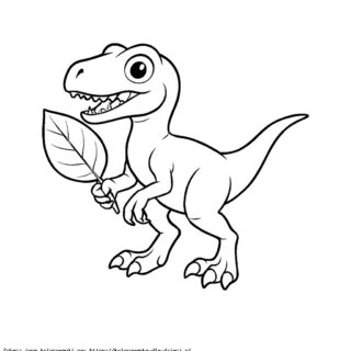Kolorowanka Welociraptor z liściem