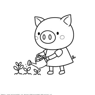 Kolorowanka Świnka Peppa w ogródku