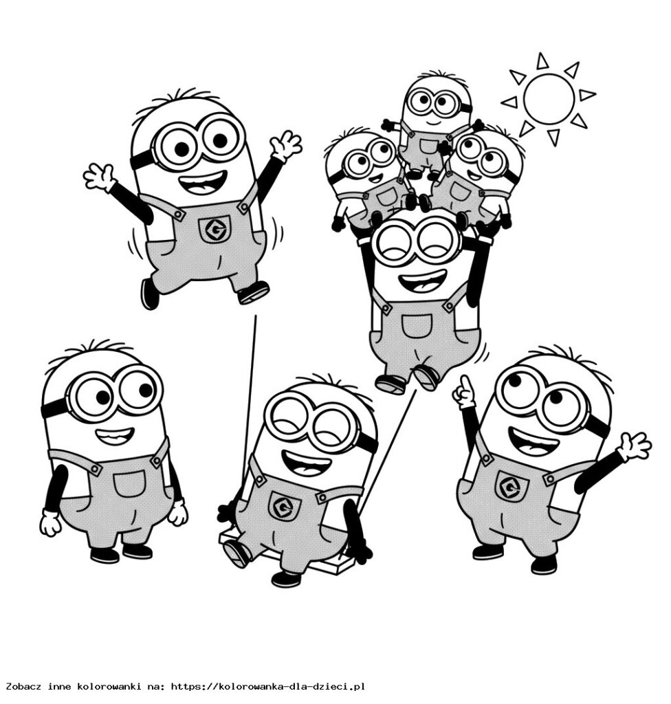 Kolorowanka Minionki w plenerze
