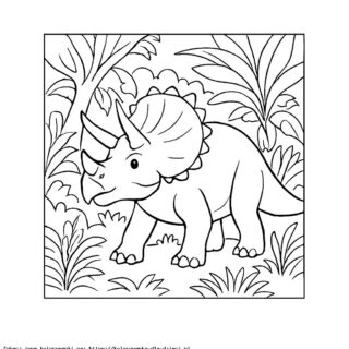Kolorowanka Triceratops w dżungli