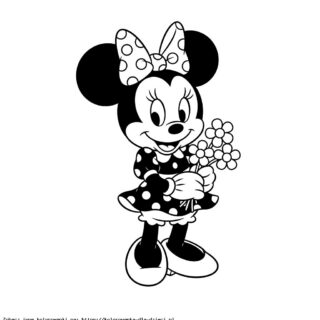 Kolorowanka Myszka Minnie z kwiatami