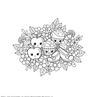 Kolorowanka Figurki Shopkins wśród kwiatów