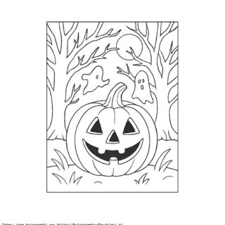 Kolorowanka Dynia Halloweenowa w nawiedzonym lesie