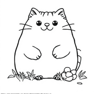 Kolorowanka Kot Pusheen w trawie