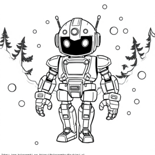 Kolorowanka Robot w zimie